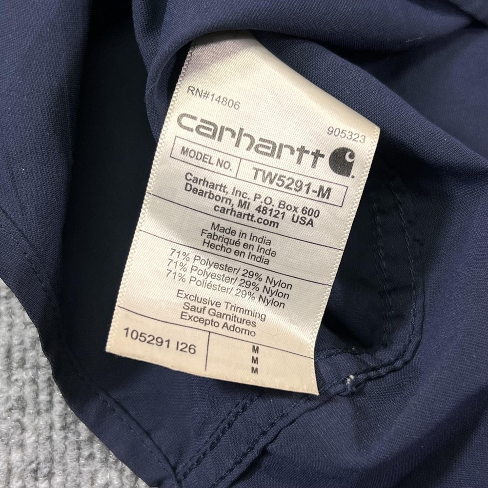 Carhartt Force Shirt Mens Medium Blue Solid Button Front Long Sleeve Workwear - Picture 9 of 12